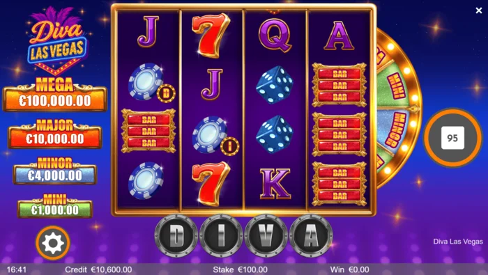 Diva Las Vegas - pantalla principal con carretes 4x4